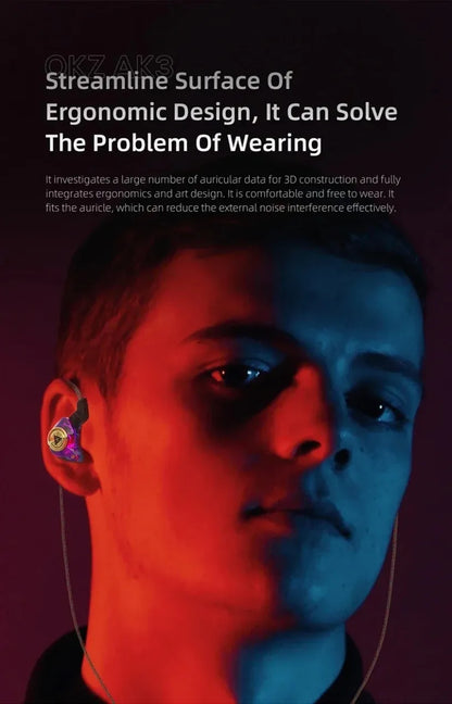 QKZ CK5 FiLe Wired Earphone with Microphone HiFi Music Earphone Professional Gaming And Sports Noise Cancelling Headphones