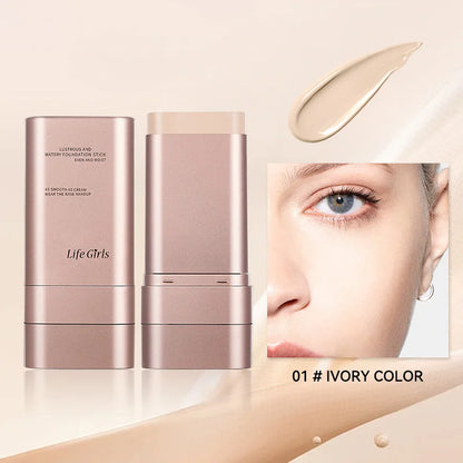 Light and Moist Hydrating Foundation, Natural-Looking, Moisturizing, Shiny, Thin and Lightweight, Double-Headed Makeup Foundation That Rotates for Easy Use, with Its Own Brush, Waterproof, Easy to Apply Makeup, and Easy for B