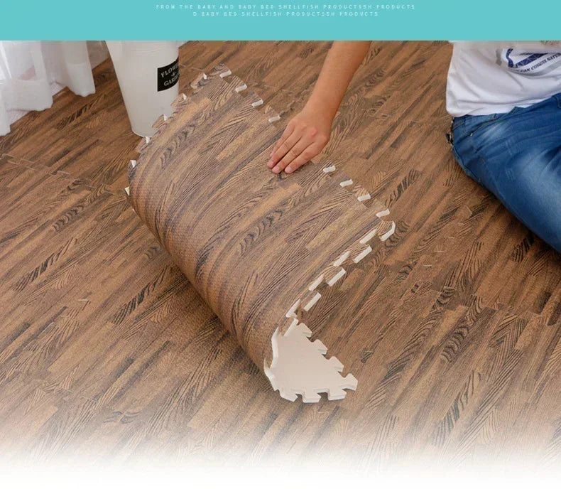 8/16Pcs Wood Baby Play Mat Floor Rug Thickened Foam Floor Children's Non-slip Crawling Pad Suitable for Living Room and Bedroom
