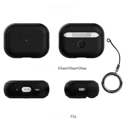 Luxury Leather Cover For AirPods 4 3 2 1 Business Earphones Cover For Apple AirPods Pro 1 2 Headset Shell With Hook Accessories