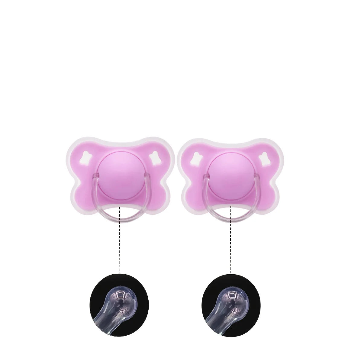 2pcs/pack Butterfly-shape Baby Pacifier Soother with Cover for Daily Use(Cherry Round Nipple) and Night Use(Thumb Nipple)