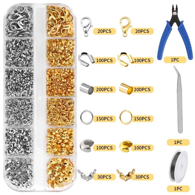 Jewelry Making Supplies Kit with Jewelry Tools Open Jump Rings Lobster Clasps Crimp Beads Earring Hooks Accessories for Jewelry