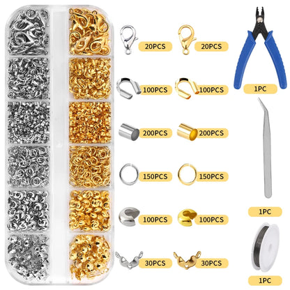 Jewelry Making Supplies Kit with Jewelry Tools Open Jump Rings Lobster Clasps Crimp Beads Earring Hooks Accessories for Jewelry