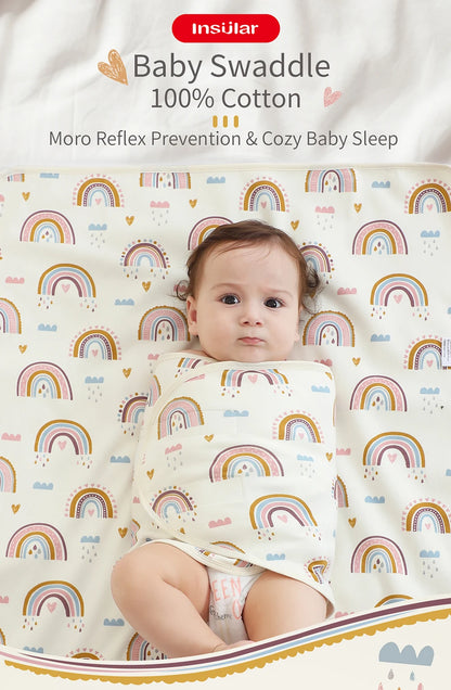 Bilayer Baby Wrap Blanket Newborn Baby Swaddle Tie Anti Startle Jump Blanket Summer Thin Cotton Soft Diaper Changing Blanket