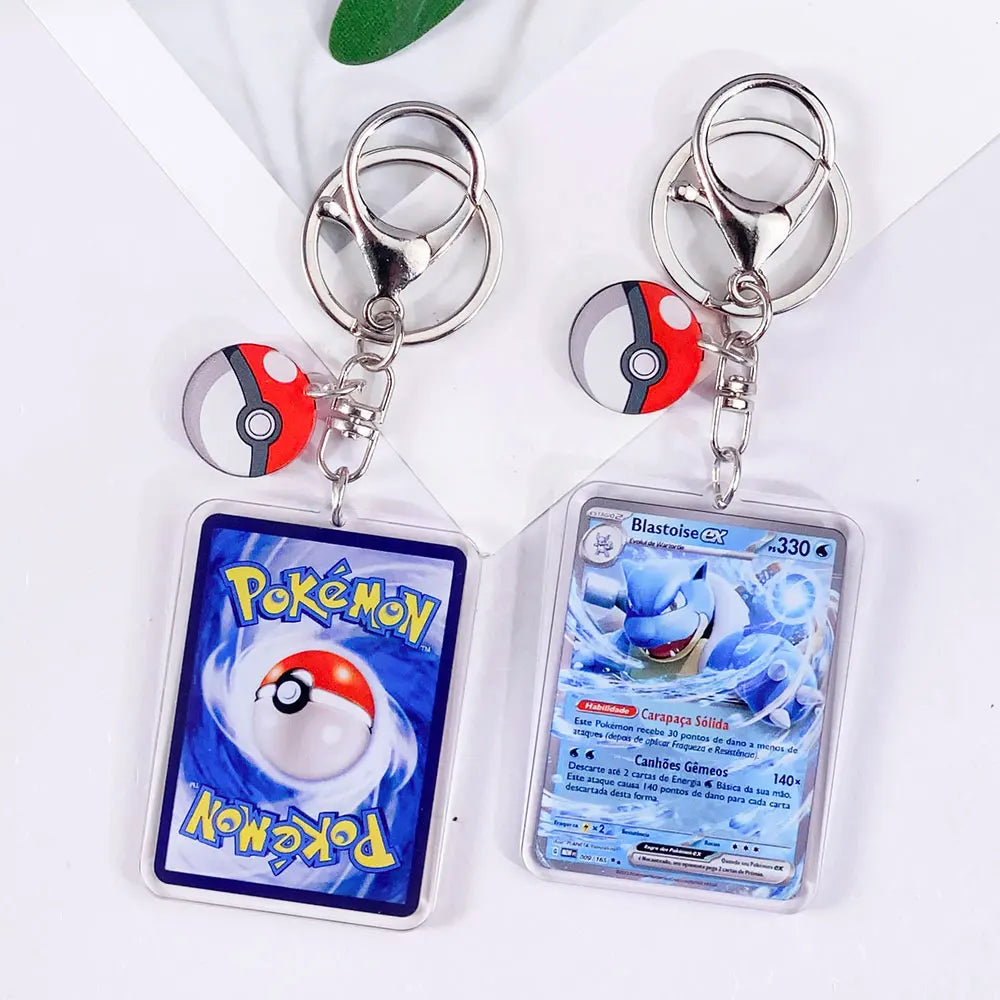 Pokémon Card Cute Acrylic Car Keychain Accessories Pikachu Charizard Gengar EeveeBag Charm Backpack Pendant Gifts For Friends