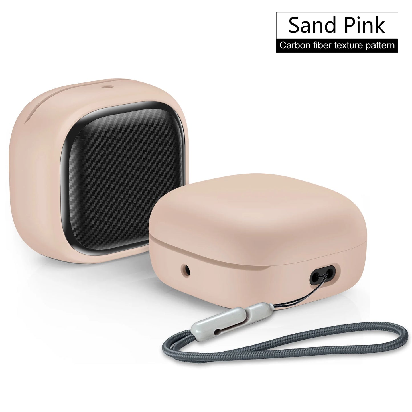 For Samsung Galaxy Buds FE, Buds Pro, Buds2 Pro, Buds Live, Buds2 Case Cover, Vogue Fiber Stripe Protection Case with Lanyard