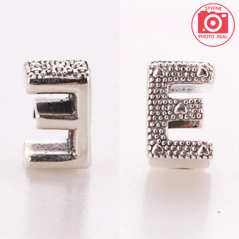 Silver 925 26 Letter A-Z Alphabet Charm Fine Beads Fit Original Charms Silver Bracelet DIY Fine Jewelry for Women Gifts Making