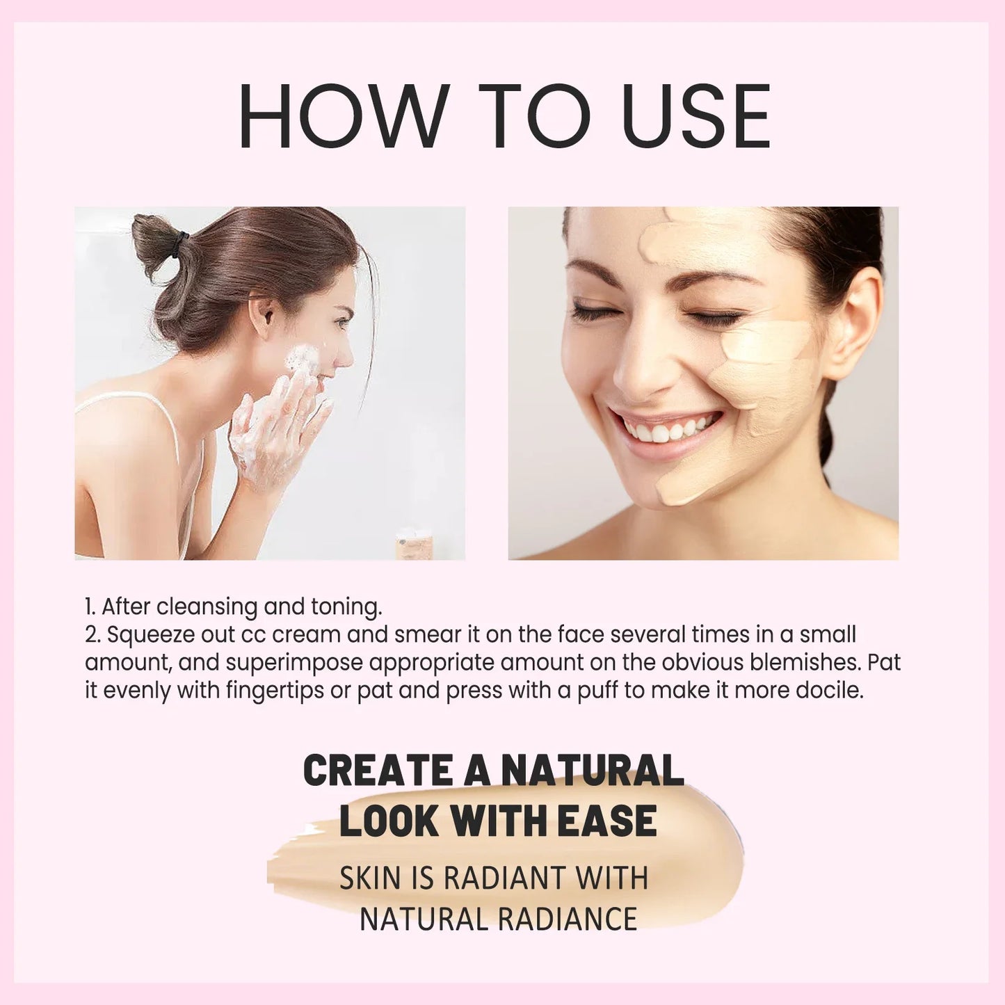1/2/3pcs CC Cream Foundation Waterproof Brighten Moisturizing Foundation Concealer Oil-Control Long Lasting Spf 50 Makeup