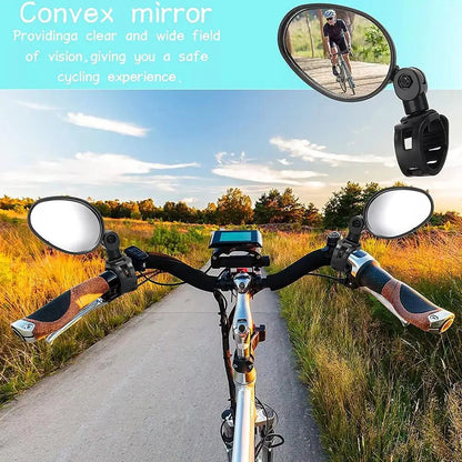 2PC Bike Mirror 360 Degree Adjustable Rotatable Handlebar Mirror Wide Bycicle Accessories Cycling Rear View Mirror Accesorios