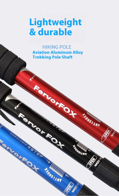 Outdoor Hiking Stick Telescopic Cane Non-slip Cane Straight Handle Four-section Portable Aluminum Alloy Men Women's Hiking Canes