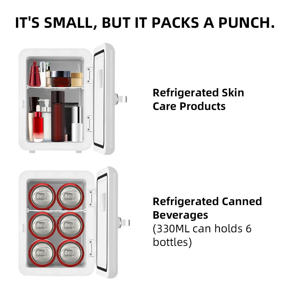 4L Mini Beauty Fridge for Skincare Car & Home Dual Use Cooling Heating Makeup Refrigerator Travel Cosmetic Face Cream Fridge
