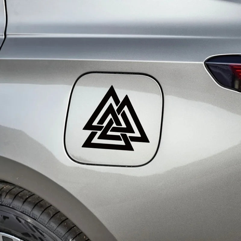 1PC Interlocking Triangle Vinyl Sticker - Black/Red/White Waterproof Self-Adhesive for Car, Laptop, Phone & DIY Decor