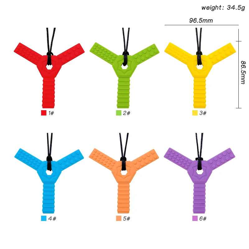 1pcs Silicone Teether Kids Chew Necklace Sensory Chewy Pendant Oral Motor Toys Therapy Tools for Autism Children's Goods