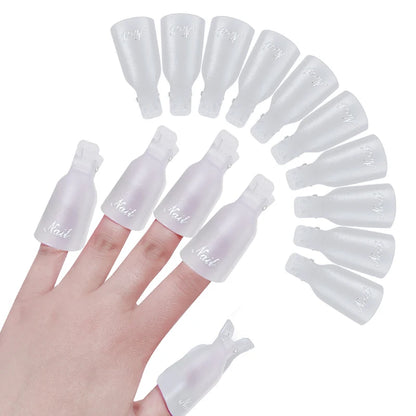 10 Pcs/Bag Colorfulful Acrylic Manicure Art Dipped Cap Clip Nail Cleaning Manicure Uv Gel Nail Polish Dipped Wrapping Tool Finger