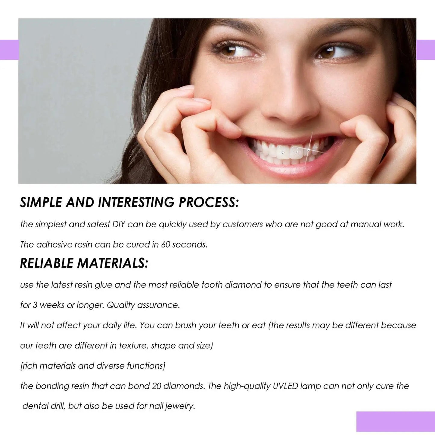 Tooth Jewelry Kit DIY Teeth Gems Set 7ml Glues Light Firm Reliable Clear Precious Stone Crystal Tooth Ornaments Jewellery
