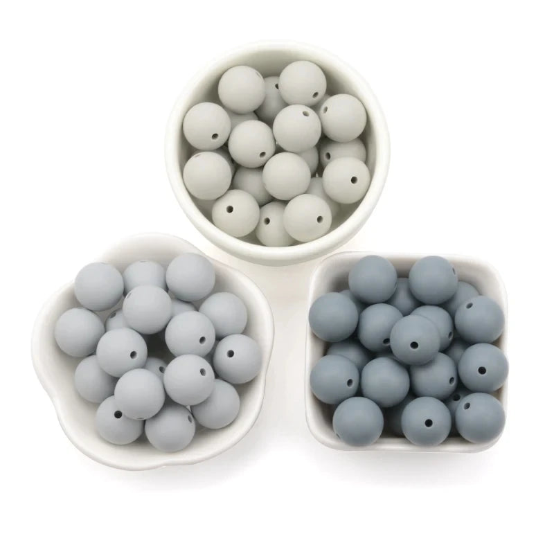 LOFCA 9mm 100pcs Silicone Teething Beads Teether Baby Nursing Necklace Pacifier Clip Oral Care BPA Free Food Grade Colorful