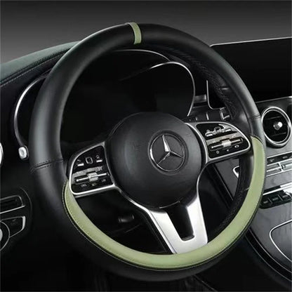 Full Leather Universal Car Steering Wheel Cover Breathable Anti Slip Car Decoration 37-38cm Steering Wheel Cover Accessories