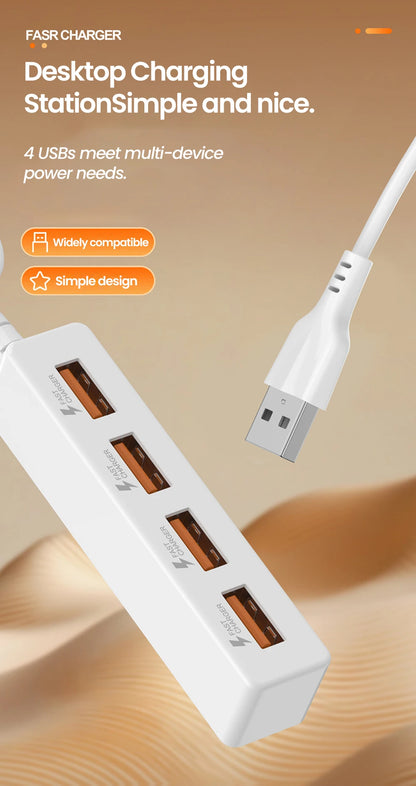 USB 2.0 4 Ports Plug Power Strip Charger Extension Cables USB Hub Multi-Port Socket Powered For PC Computer Accessories 30/120cm