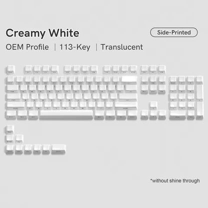 XVX White Custom Side Printed Keycaps Crystal Jelly Keycaps 113 Keys OEM Profile for Cherry MX Switches Mechanical Keyboard