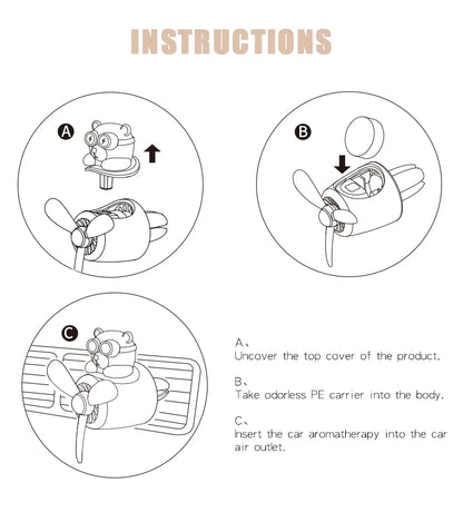 DIY aroma odorless car accessories interor decorations inside ornament plane pilot bear car air fresheners vent clip men cartoon