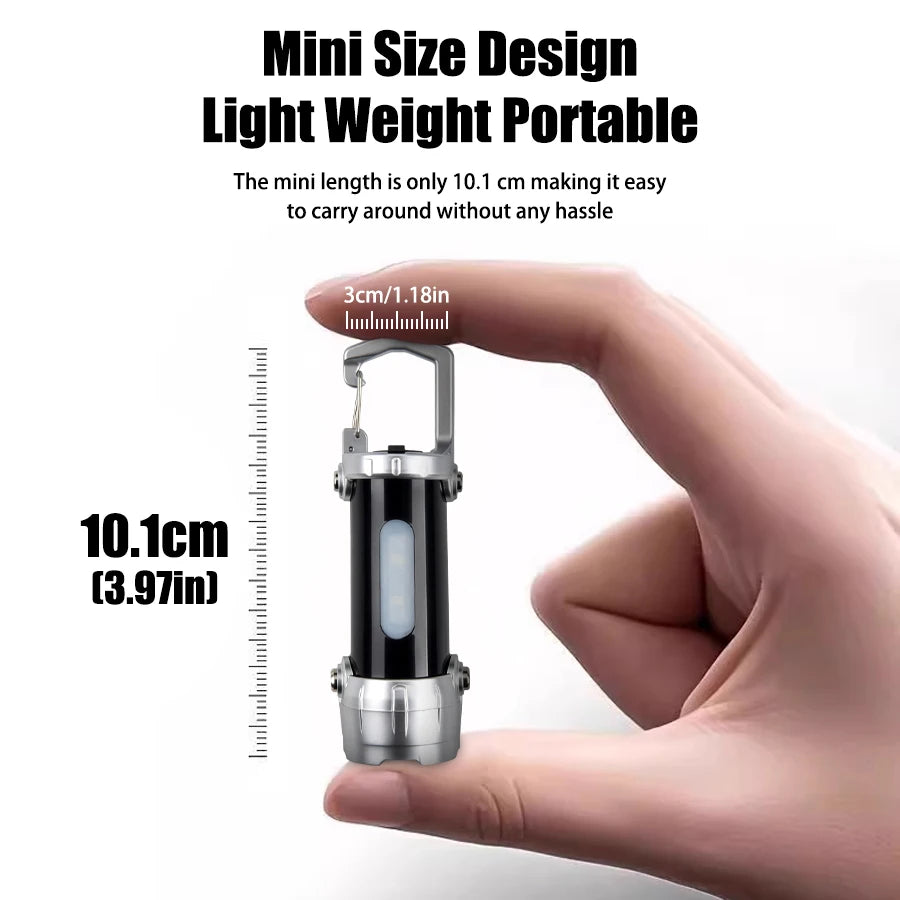 MINI USB Rechargeable LED Flashlight Portable Tail Magnet Work Light Super Bright Camping Lantern Side COB Emergency Torch Light