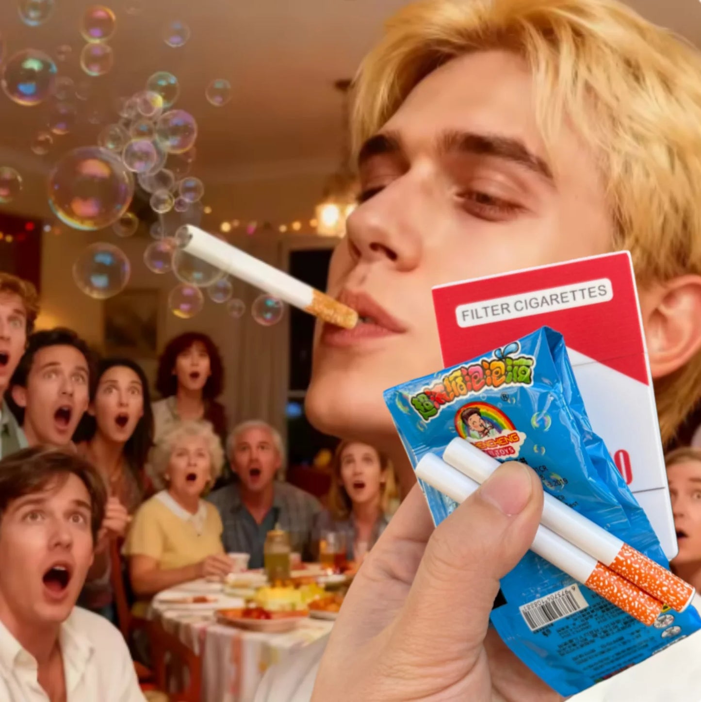 Funny Fake Cigarette Bubble Toy–No Tobacco! Realistic Pack Design with Bubble Liquid Inside. Great Prank Gift for Teens&Adults!