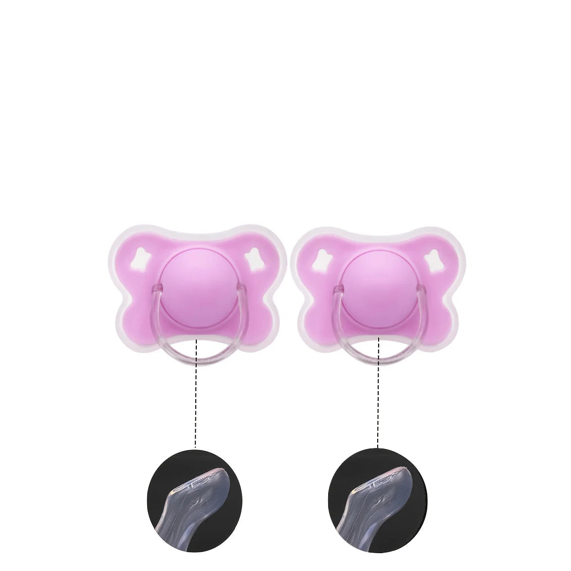 2pcs/pack Butterfly-shape Baby Pacifier Soother with Cover for Daily Use(Cherry Round Nipple) and Night Use(Thumb Nipple)