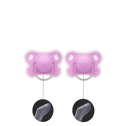 2pcs/pack Butterfly-shape Baby Pacifier Soother with Cover for Daily Use(Cherry Round Nipple) and Night Use(Thumb Nipple)