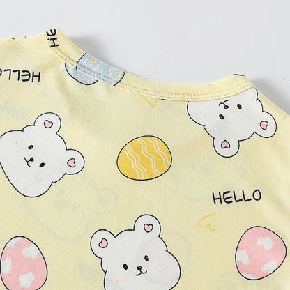 2-piece children's summer cute cartoon printed short sleeved shorts set for boys and girls casual and comfortable T-shirt shorts