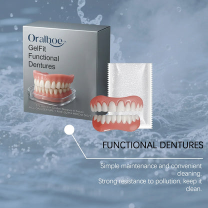 Silicone Dentures  Full Set Soft Safety Easy to Use Perfect Fit Oral Improve Tooth Loss Broken Temporary Denture Kit CK848-LJX