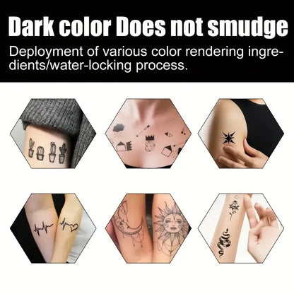Long-Lasting Temporary Tattoo Inks with 3 Tattoo stickers Kit,Freehand Painting Gel for Makeup Trend Party Tattoos for Face Body