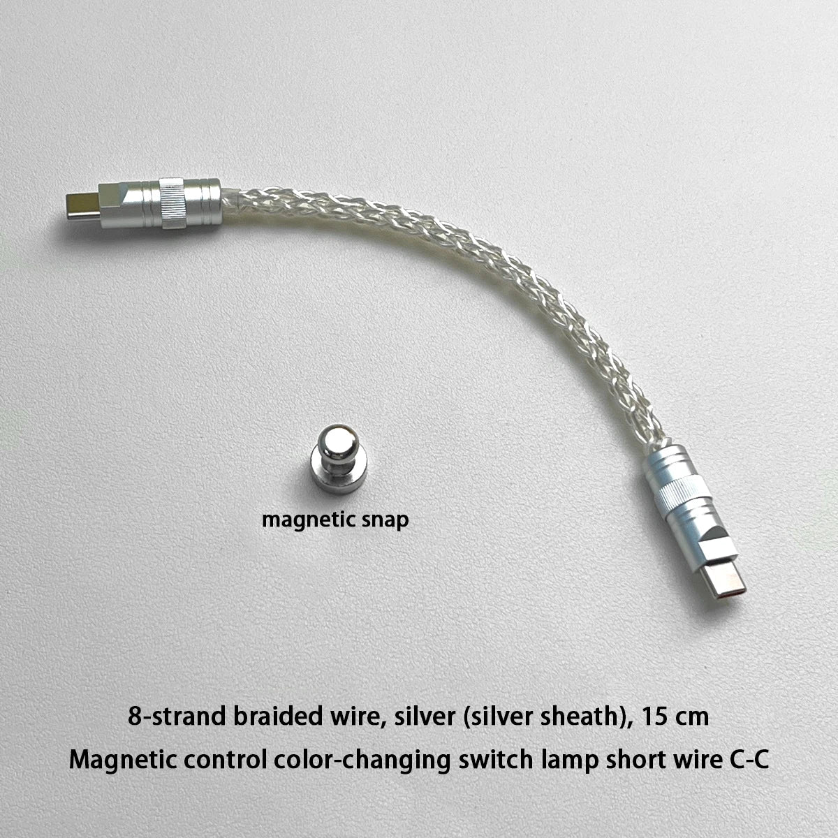 15cm/130cm C-C/USB-C Single Crystal Copper Keyboard Cable Supports 8K Magnetic Controllable Lights for HM Hub Computer Keyboard