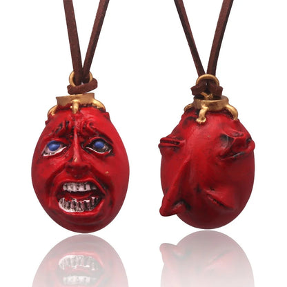 Fashing Popular anime Red Elliptical three-dimensional pendant Necklace Egg Of King Cosplay  Arc Resin Pendant Accessories Gift