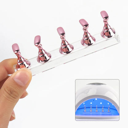 5pcs Nail Holder False Nail Tip Practice Stand Crystal Base Magnetic Holder Nail Art Display For Art Salon DIY & Practice Tools