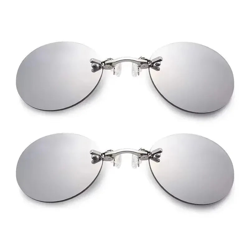  VIEWRING1-2PCS Clip On Nose Glasses Round Rimless Matrix Morpheus Sunglasses Mini Frameless Vintage Men Eyeglasses