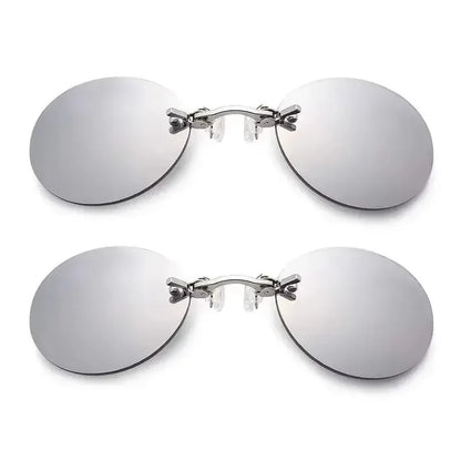  VIEWRING1-2PCS Clip On Nose Glasses Round Rimless Matrix Morpheus Sunglasses Mini Frameless Vintage Men Eyeglasses