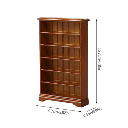 1/12 Multifunction Wood Cabinet Bookcase Cabinet Miniature Furniture Handcrafted Wall Cabinet Dollhouse