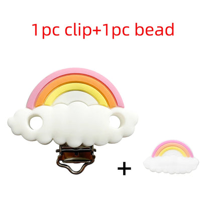 2pcs Silicone Cartoon Animal Teething Toy Fox Panda Elephant Food-Grade Silicone Nipple Necklace Clip Baby Toy Gift