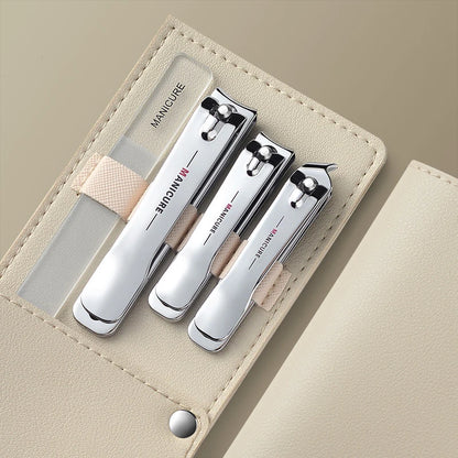 New Nail Clippers Set 4 PCs with Rotating Leather Bag Professional Trimmer Pedicure Care Tools Manicure Set Home Care Gift