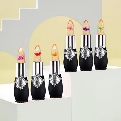 Flower Jelly Lipstick Set Temperature Change Moisturizer Flower Lip Stick Long Lasting Lip Balm Magic Color Change Lip Gloss Set