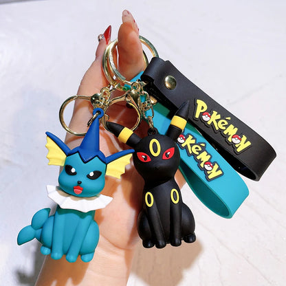 Pokémon Big Eevee Family Keychain Gift Set, Complete Evolution PVC Keychain with Pokéball Clip, Adorable Key Ring for Kid