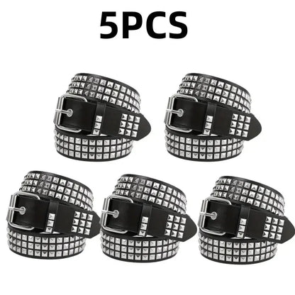 2026 New Square Bead Rivet Belt Metal Pyramid Belt Men and Women Punk Hardware Jeans Belt Y2K Belt Designer Belt Women's Belts
