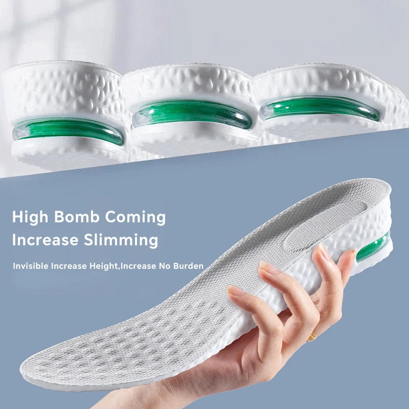 1Pair Height Increase Insole for Feet Sports Air Insoles Comfort Plantar Fasciitis Shoes Inserts Shock Absorbing Shoe Pads