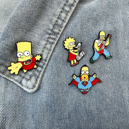 7pcs the Simpsons Enamel Pins Classic Anime Cute Funny Cartoon Brooch DIY Badge Jewelry for Clothes And Backpack Accessories