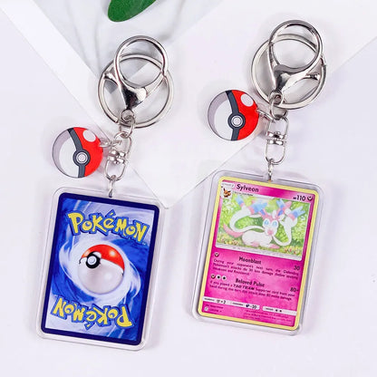 Pokémon Card Cute Acrylic Car Keychain Accessories Pikachu Charizard Gengar EeveeBag Charm Backpack Pendant Gifts For Friends