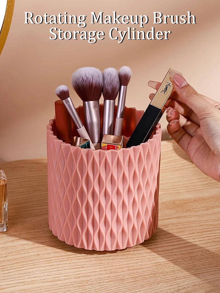 360 Rotation Large Capacity Makeup Brush Bucket Lipstick Eyebrow Pencil Eye Shadow Brush Storage Cartridge Portable Brush Storag