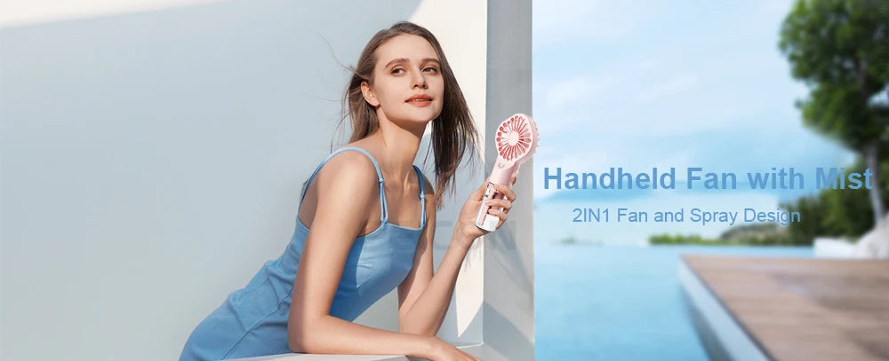 Portable Humidifier Fan Handheld Mist Fan Portable USB Mini Handheld Fan with Water Humidifier Rechargeable Mini USB Hand Fans