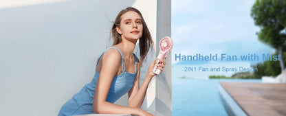 Portable Humidifier Fan Handheld Mist Fan Portable USB Mini Handheld Fan with Water Humidifier Rechargeable Mini USB Hand Fans