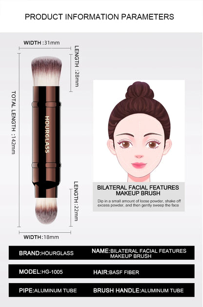 Hourglass Makeup Brush- No.15 Retractable Double-Ended Complexion Brush Soft Fiber Hair Fashion Design Single Face Brush