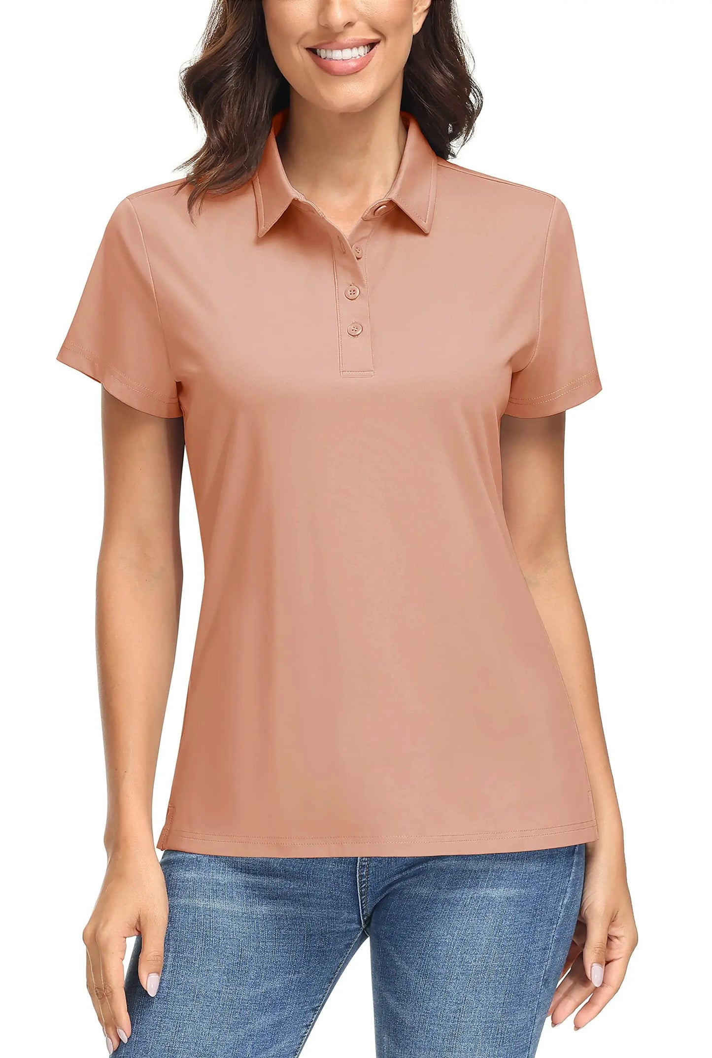 TACVASEN UPF50+ UV Protection Quick Dry Polo T-Shirts Womens Summer Short Sleeve Golf Sports Tee Shirts Breathable Workout Tops